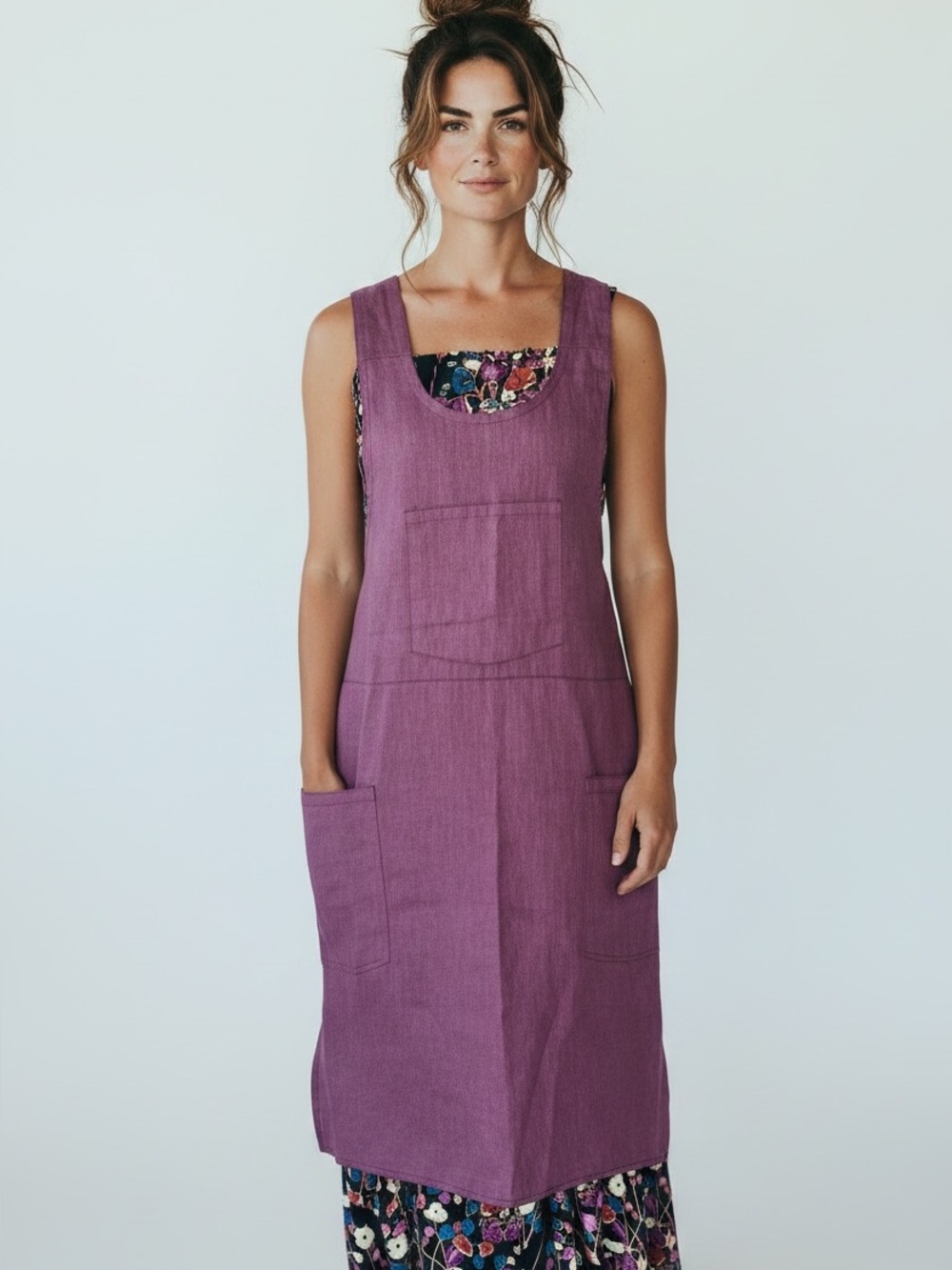 Japanese Style Linen Pinafore Cross-back Apron